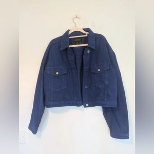 Dark blue denim cropped jacket